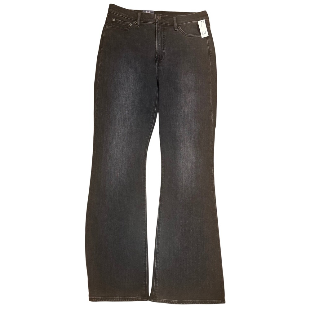 NWT Gap Flare Jeans 30 10R Black High Rise Faded 1969 Denim New